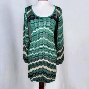 XOXO Long Sleeve Chevron Knit Sweater Dress Multicolor Size S Metallic
